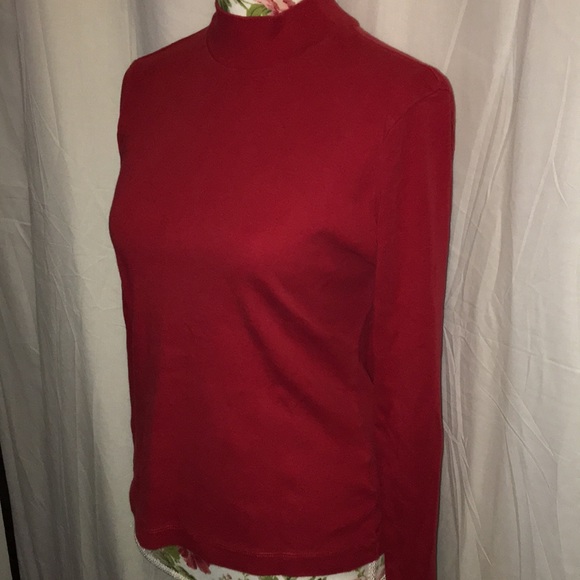 Turtle Neck Long Sleeve Red Shirt - Picture 1 of 5